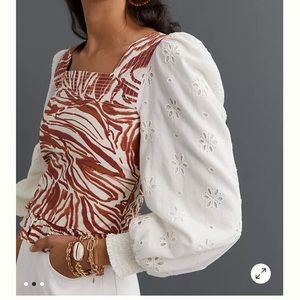 Anthropologie Love the Label Puff Sleeve Top XSP